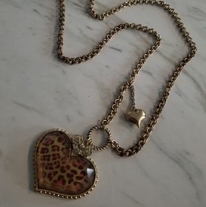 Betsey Johnson leopard heart pendant necklace